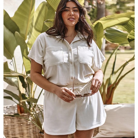 SUMMERSALT The Towel Terry Button-Down Shirt & Softest French Terry Lounge Short - Picture 14 of 14